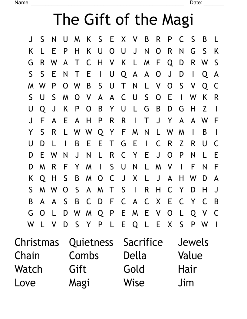 The Gift of the Magi Word Search