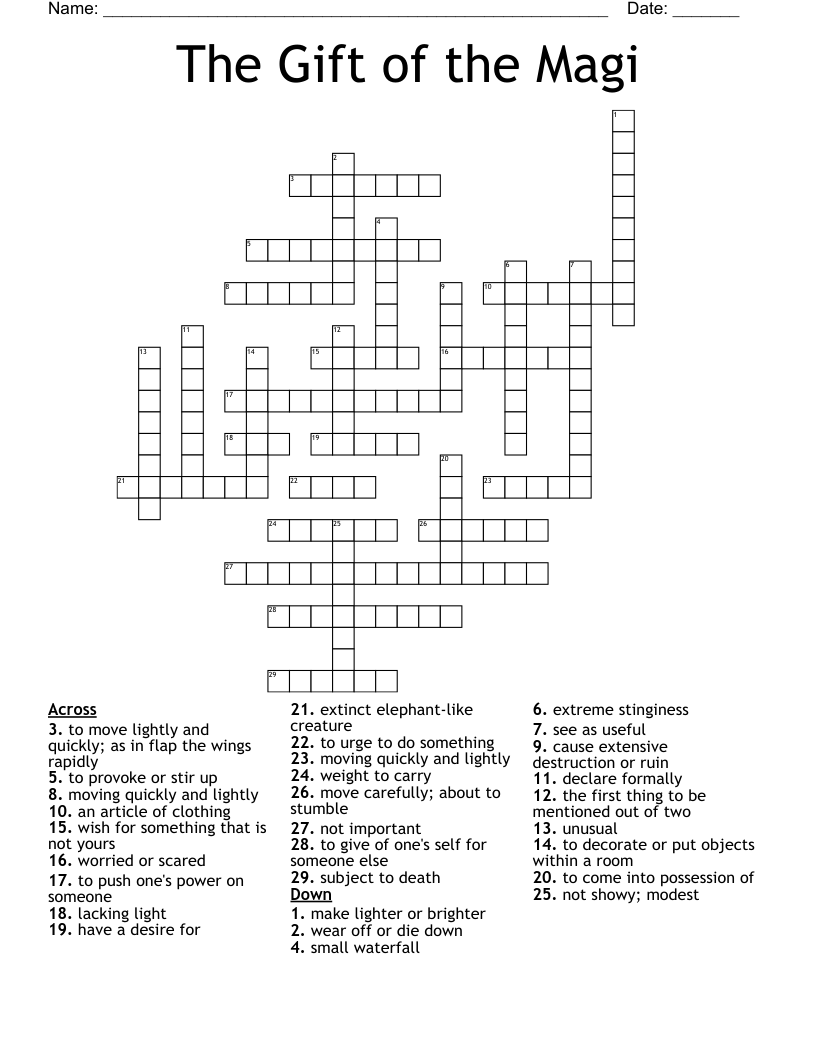 The Gift of the Magi Crossword