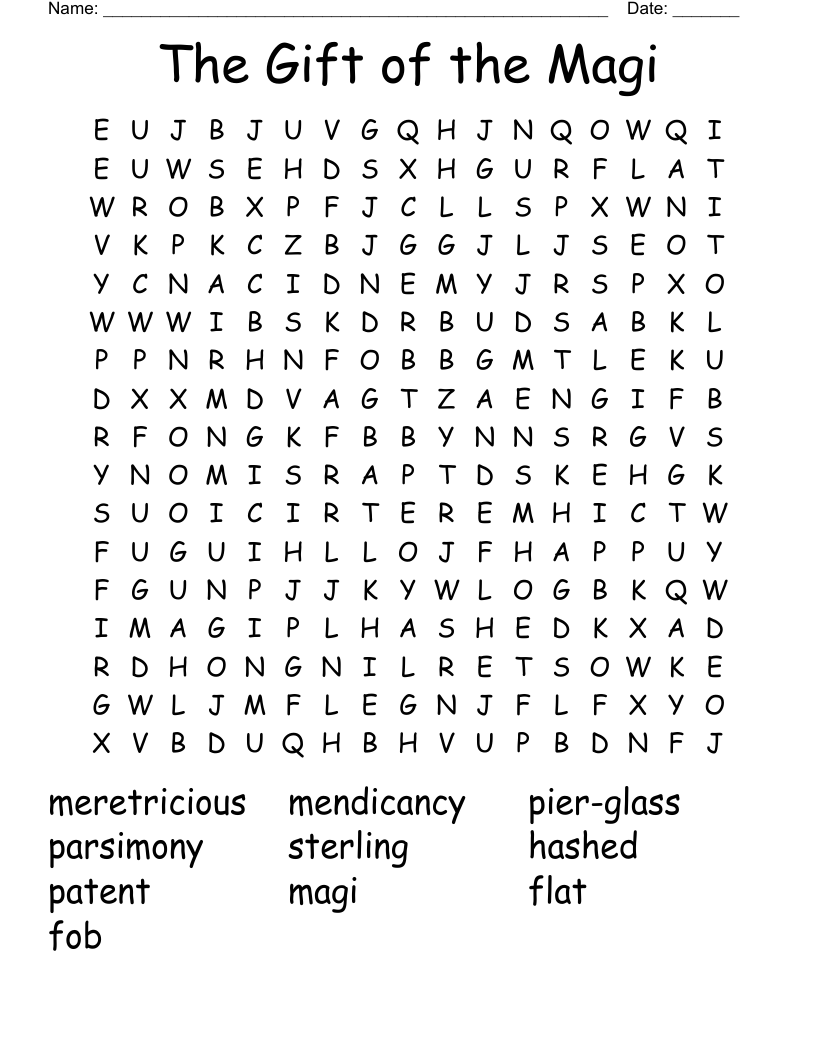 The Gift of the Magi Word Search