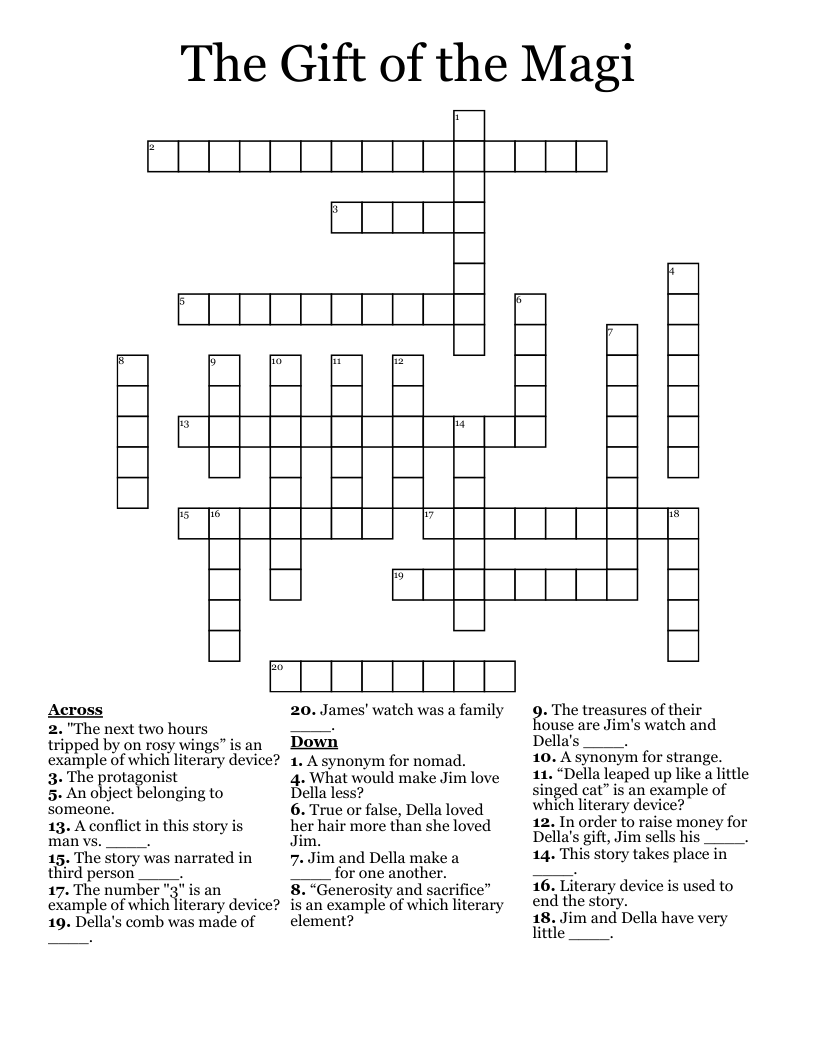 The Gift of the Magi Crossword