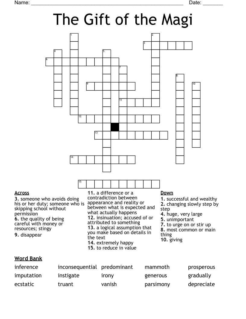 The Gift of the Magi  Crossword