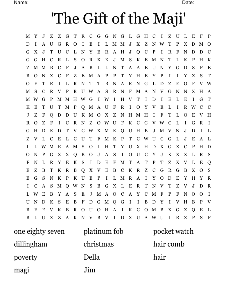 'The Gift of the Maji' Word Search