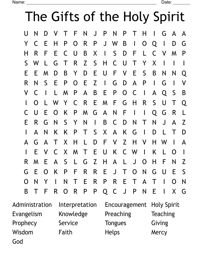 The Gifts of the Holy Spirit Word Search