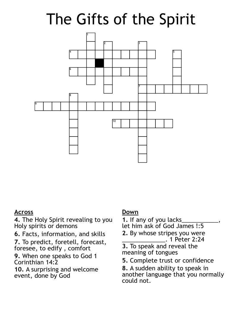The Gifts of the Spirit  Crossword