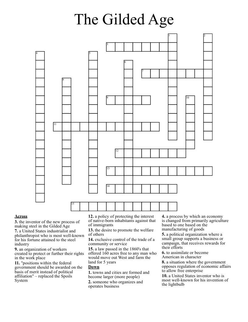 The Gilded Age Crossword