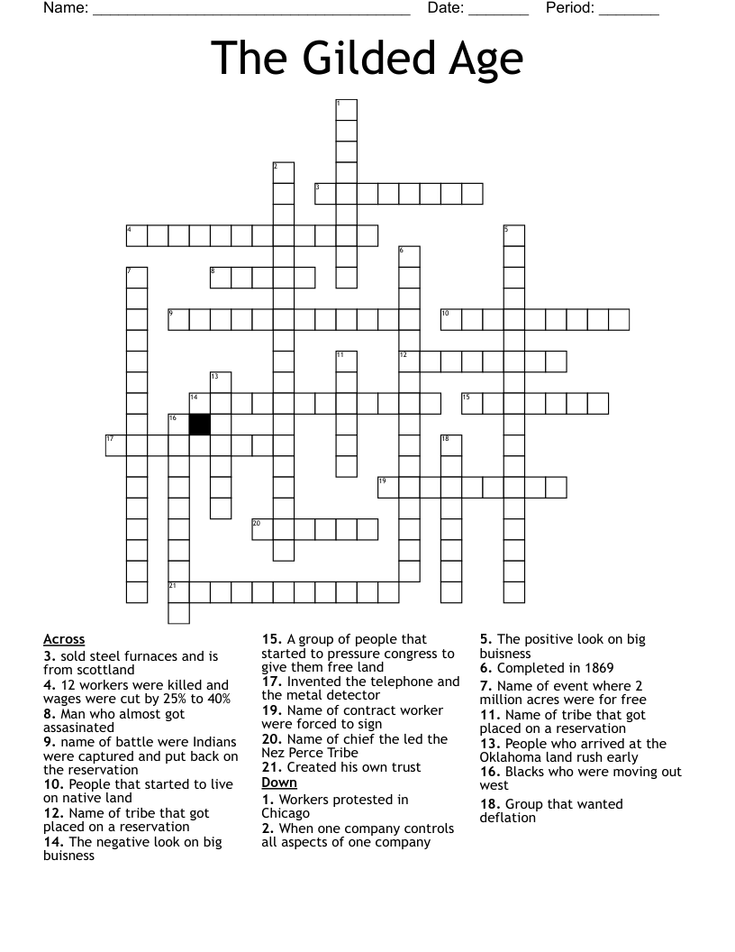 The Gilded Age Crossword