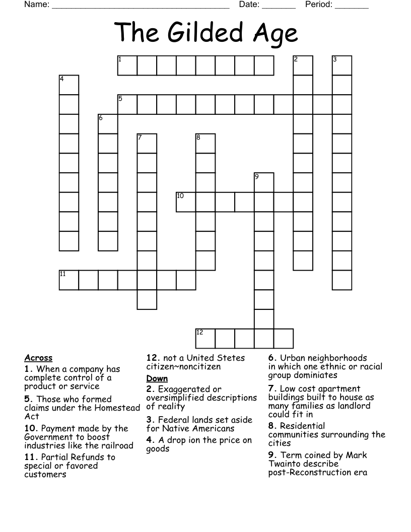 The Gilded Age Crossword