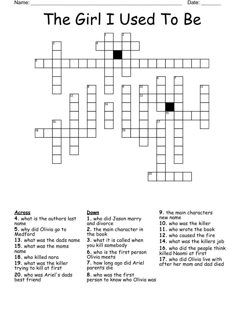 The Girl I Used To Be Crossword
