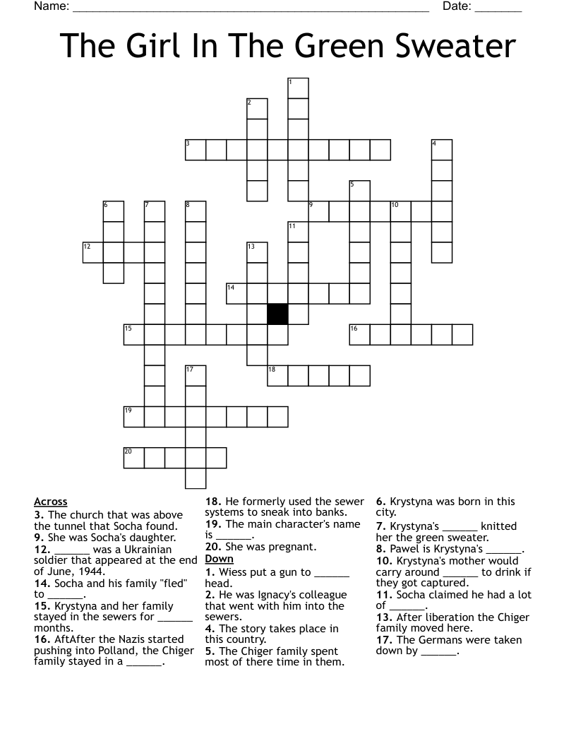 The Girl In The Green Sweater Crossword