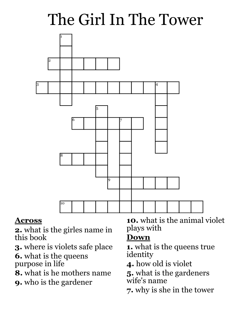 The Girl In The Tower Crossword
