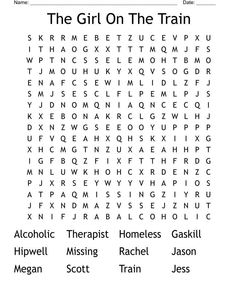 The Girl On The Train Word Search
