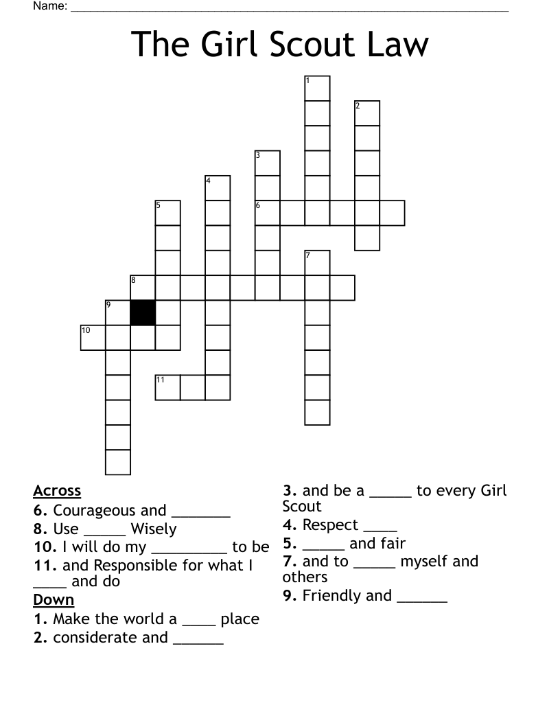 The Girl Scout Law Crossword