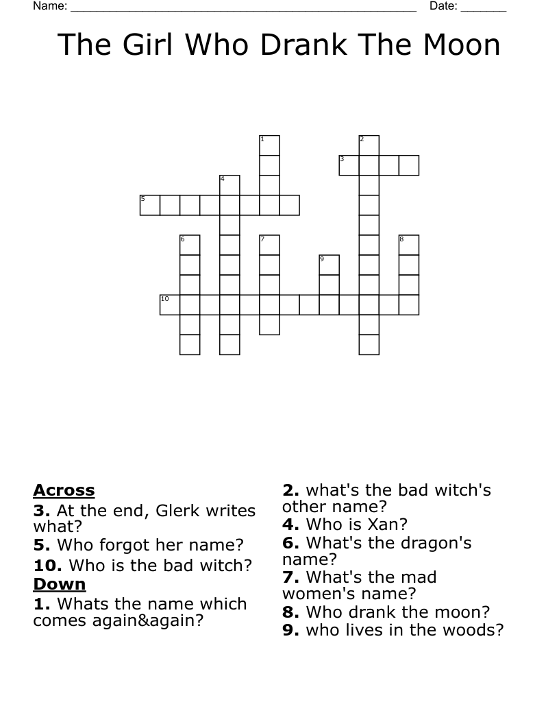 The Girl Who Drank The Moon Crossword