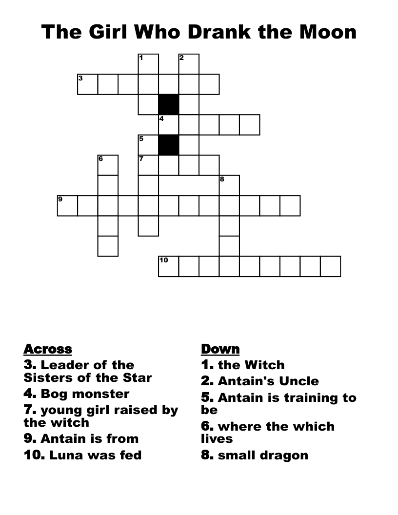 The Girl Who Drank the Moon Crossword