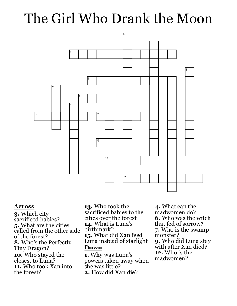 The Girl Who Drank the Moon Crossword