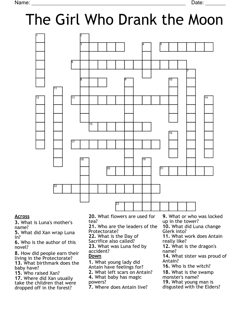 The Girl Who Drank the Moon Crossword