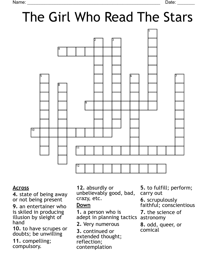The Girl Who Read The Stars Crossword