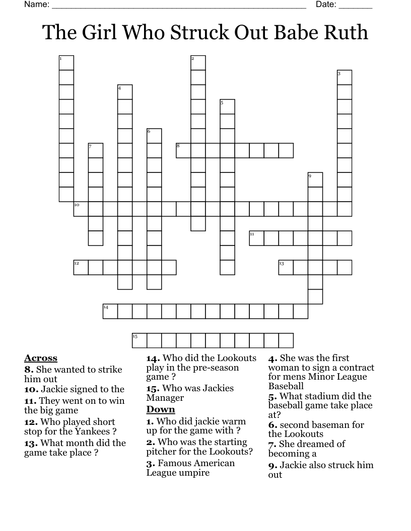 The Girl Who Struck Out Babe Ruth Crossword