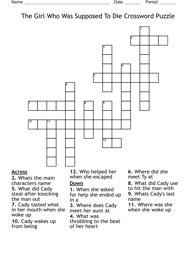 The Girl Who Was Supposed To Die Crossword Puzzle 