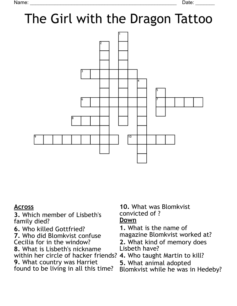 The Girl with the Dragon Tattoo Crossword