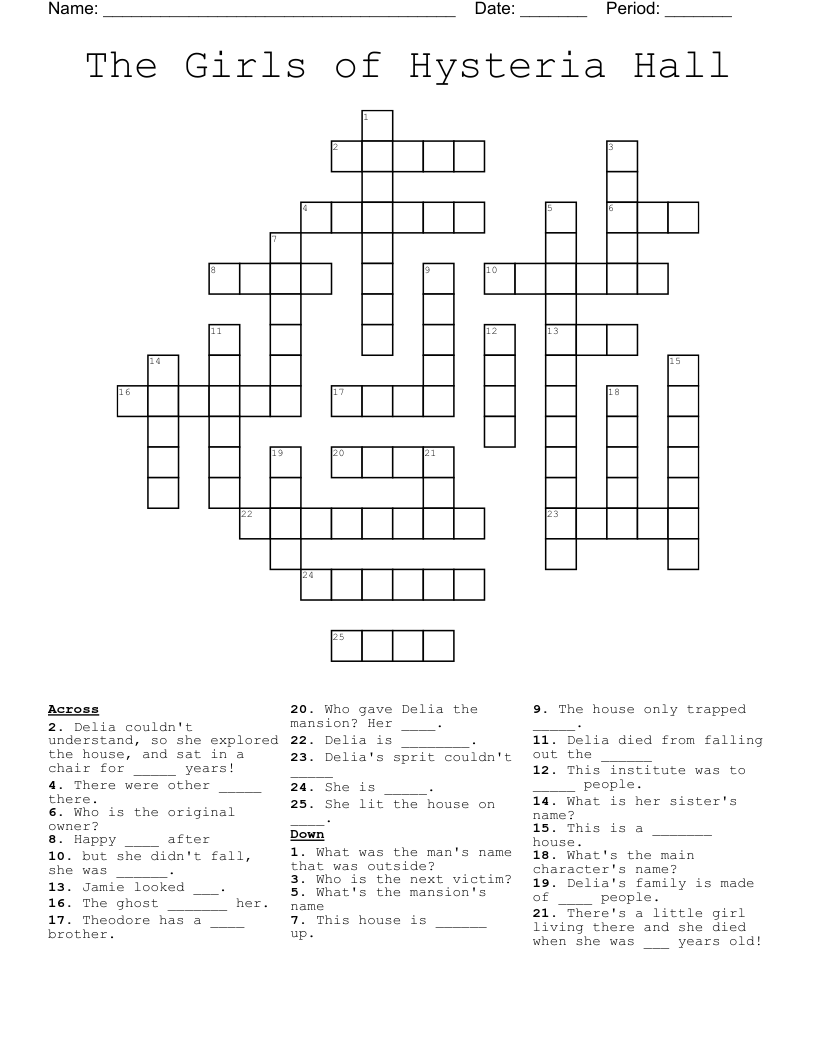The Girls of Hysteria Hall Crossword