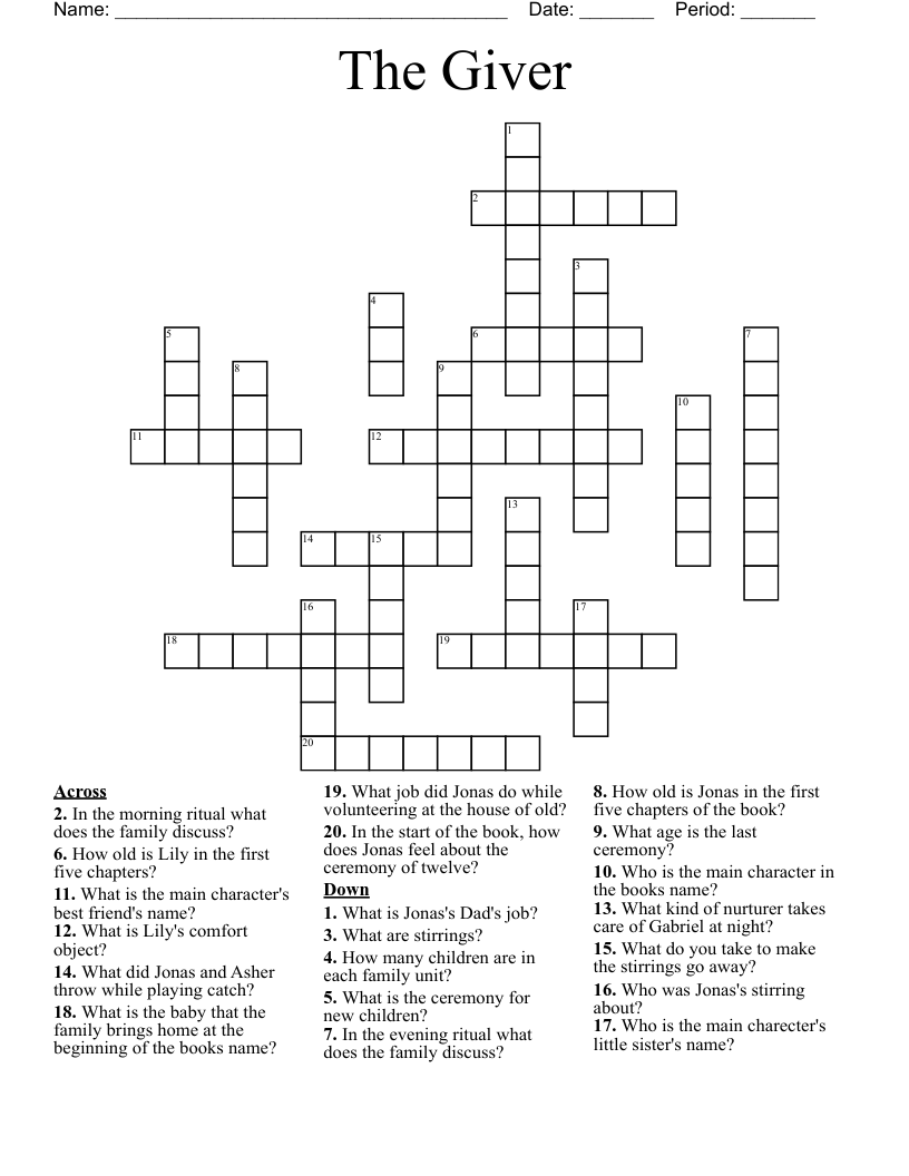 The Giver Crossword