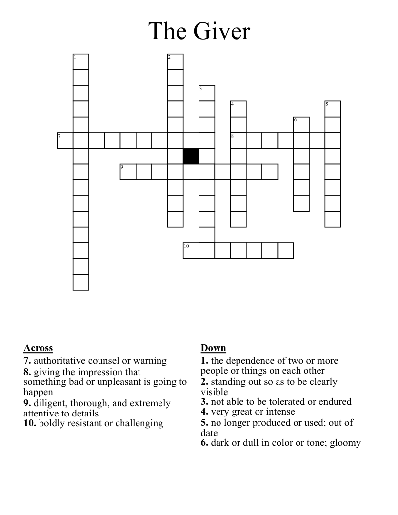 The Giver Crossword