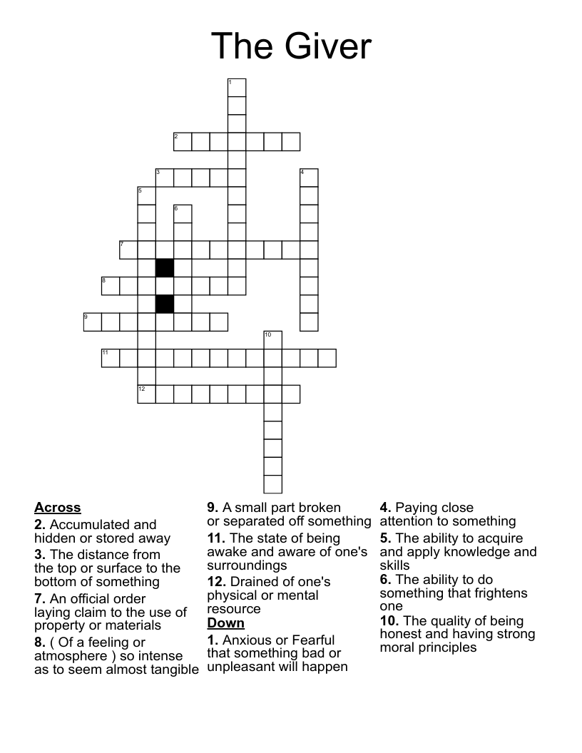The Giver Crossword