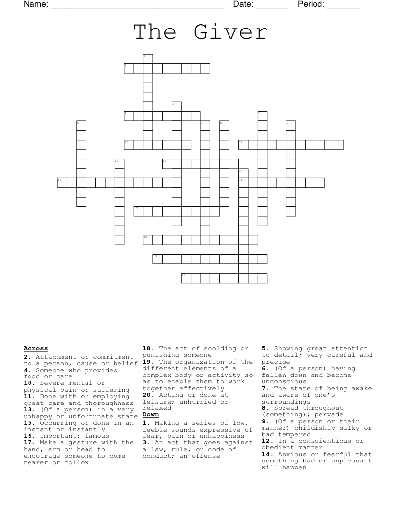 The Giver Crossword