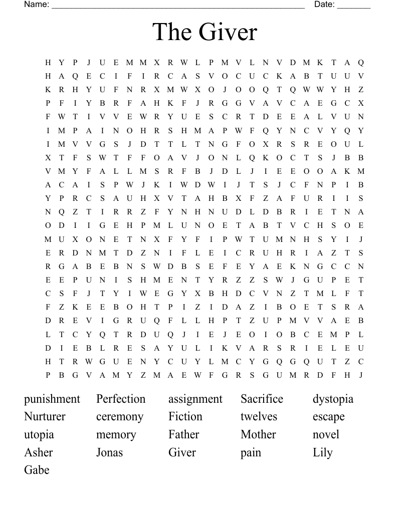 The Giver Word Search