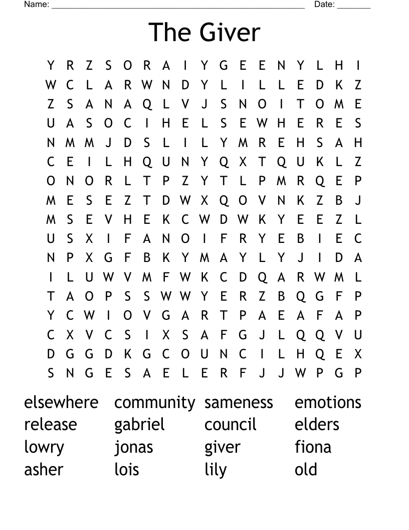 The Giver Word Search