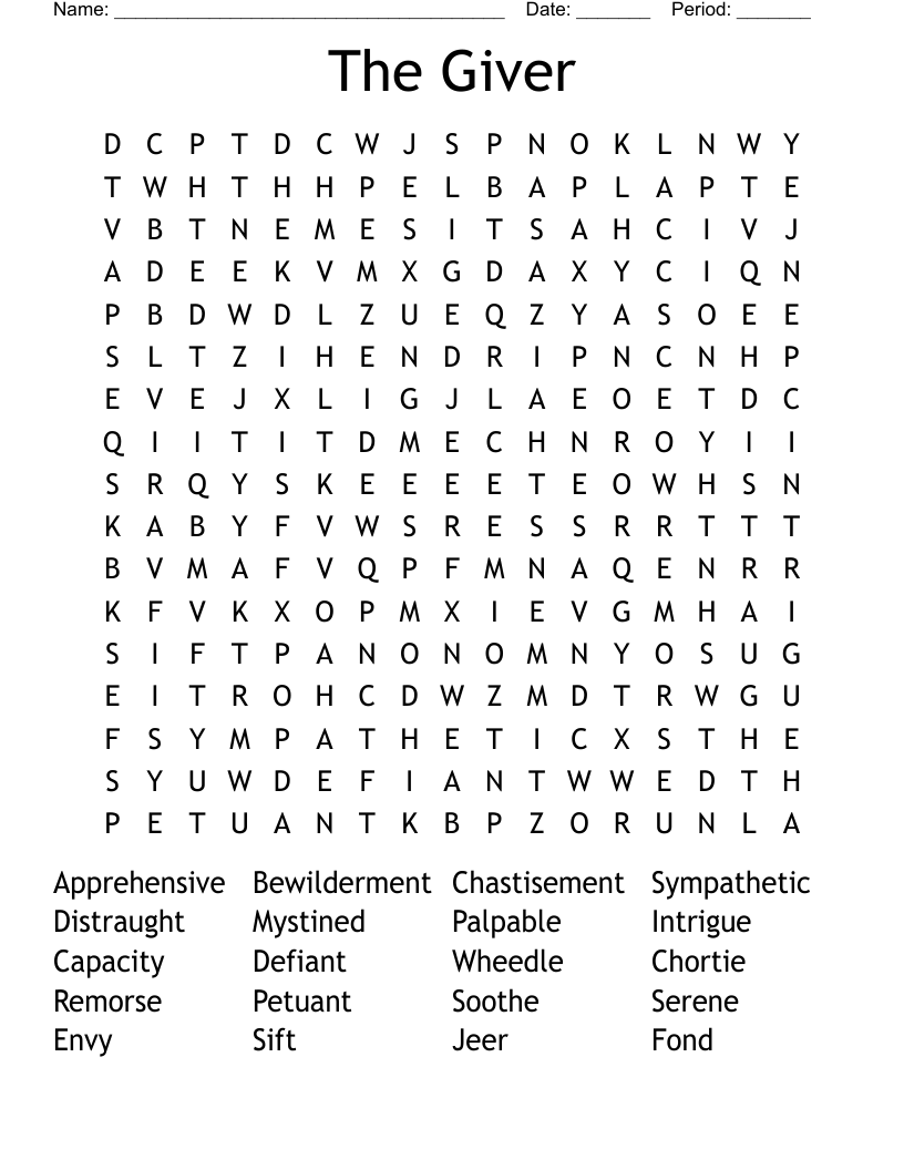 The Giver Word Search