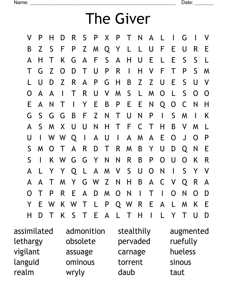The Giver Word Search