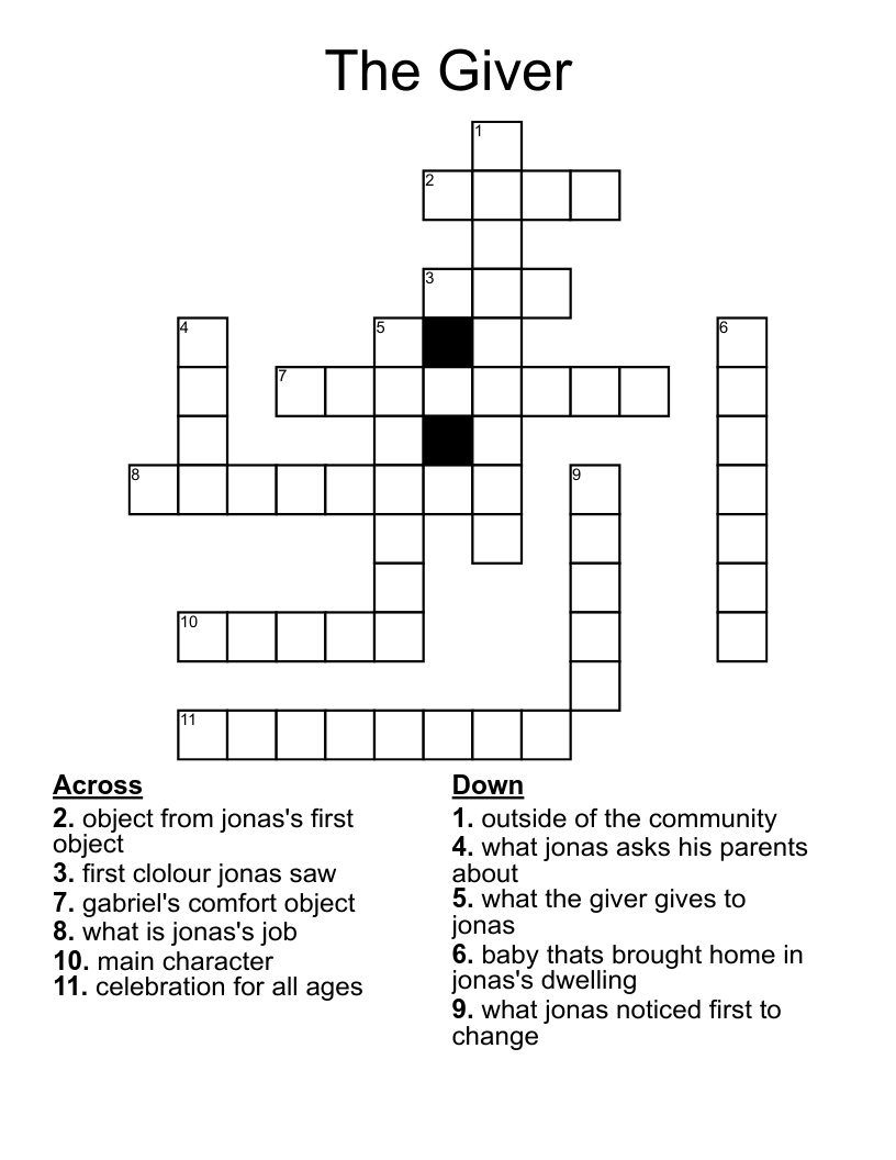 The Giver Crossword