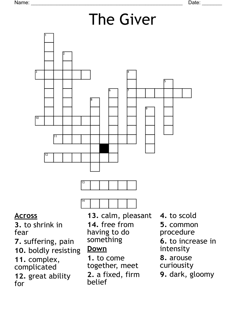 The Giver Crossword