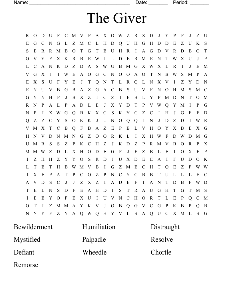 The Giver Word Search