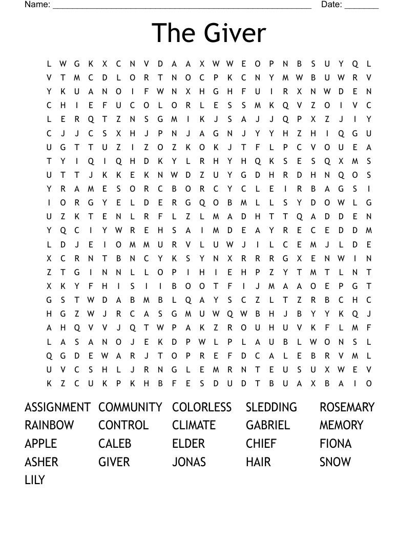 The Giver Word Search