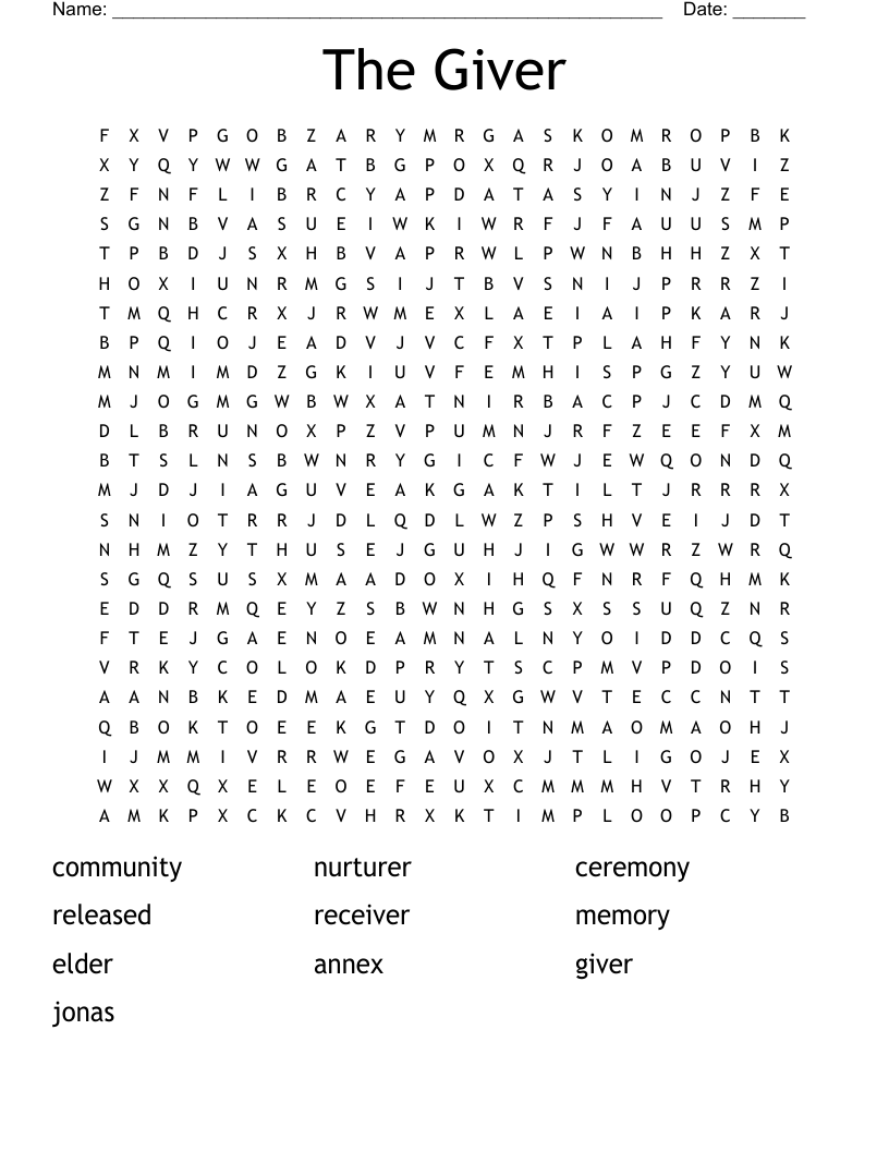 The Giver Word Search