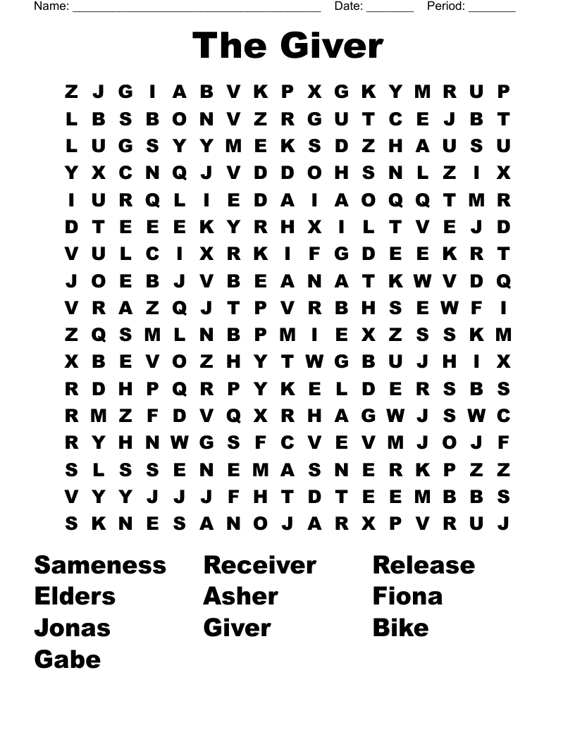 The Giver Word Search