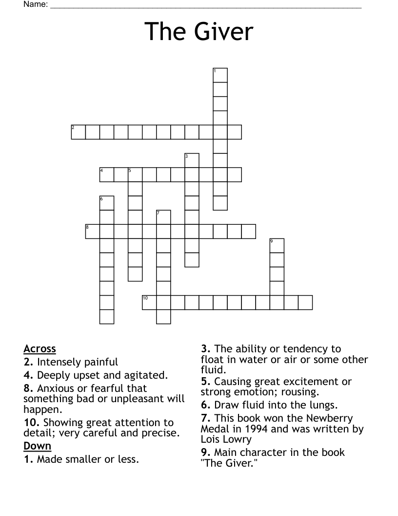 The Giver Crossword