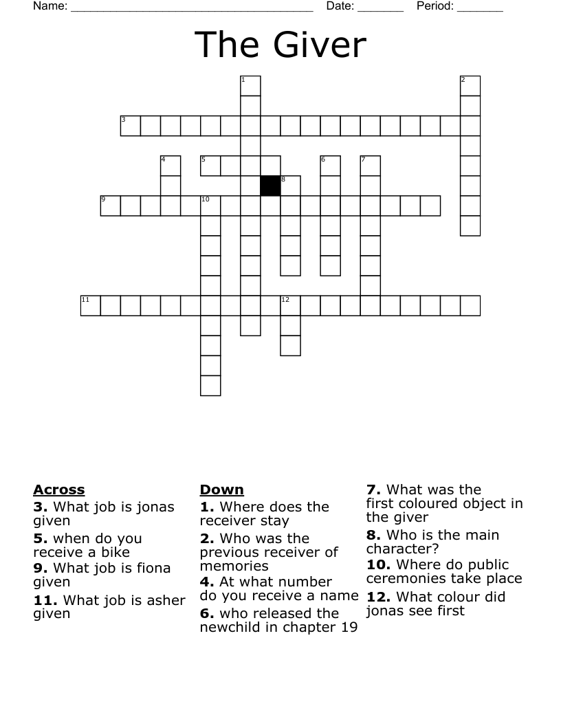 The Giver Crossword