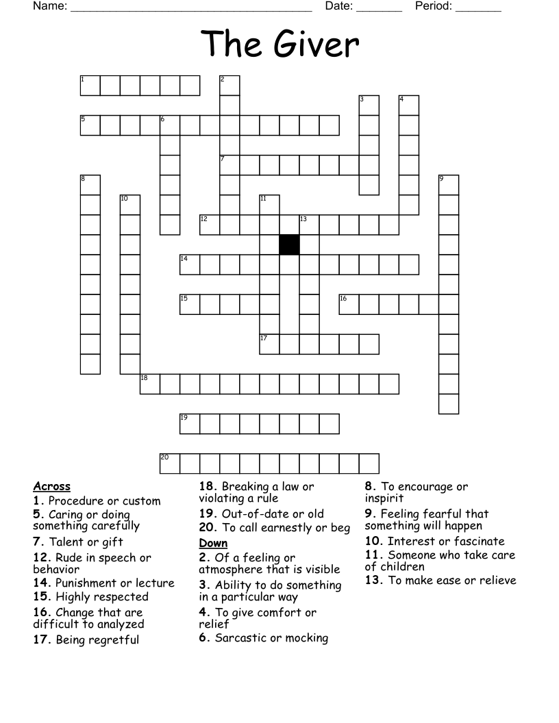 The Giver Crossword