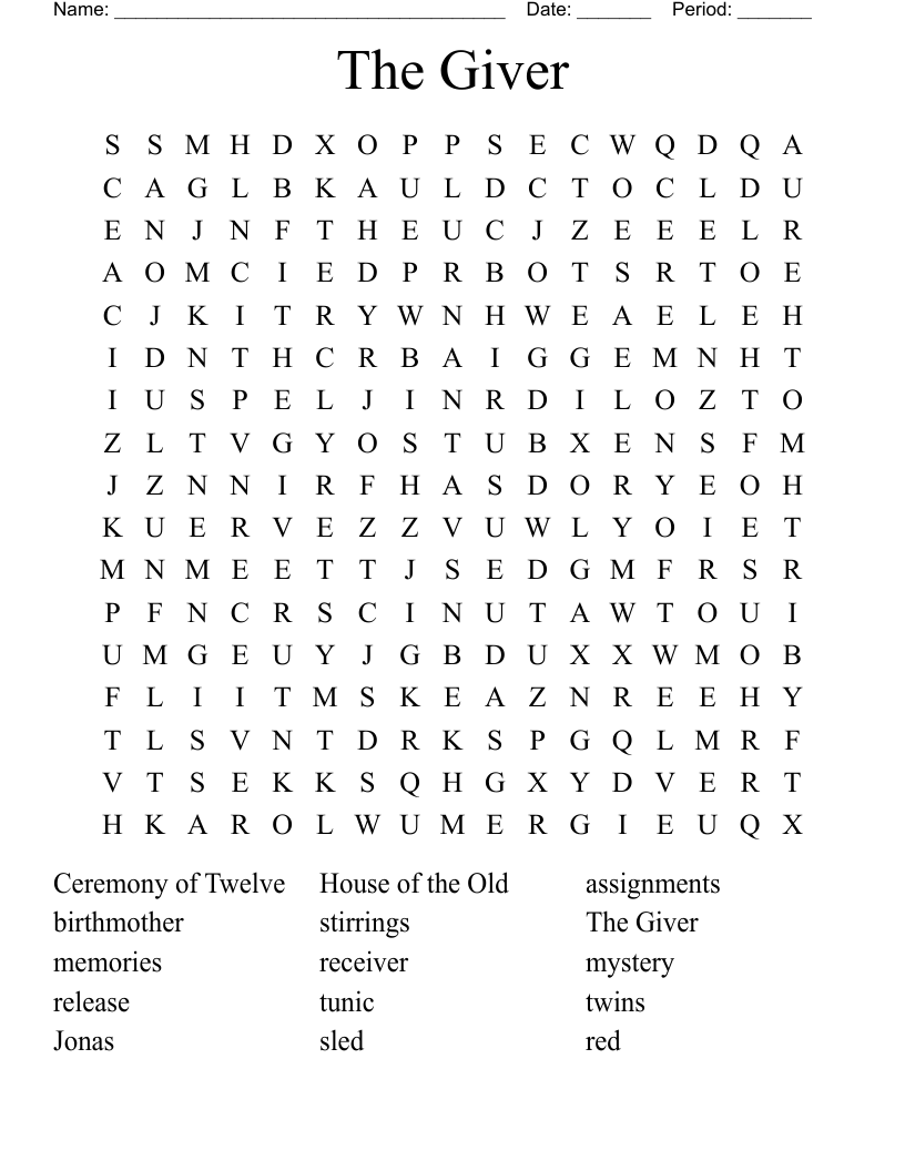 The Giver Word Search