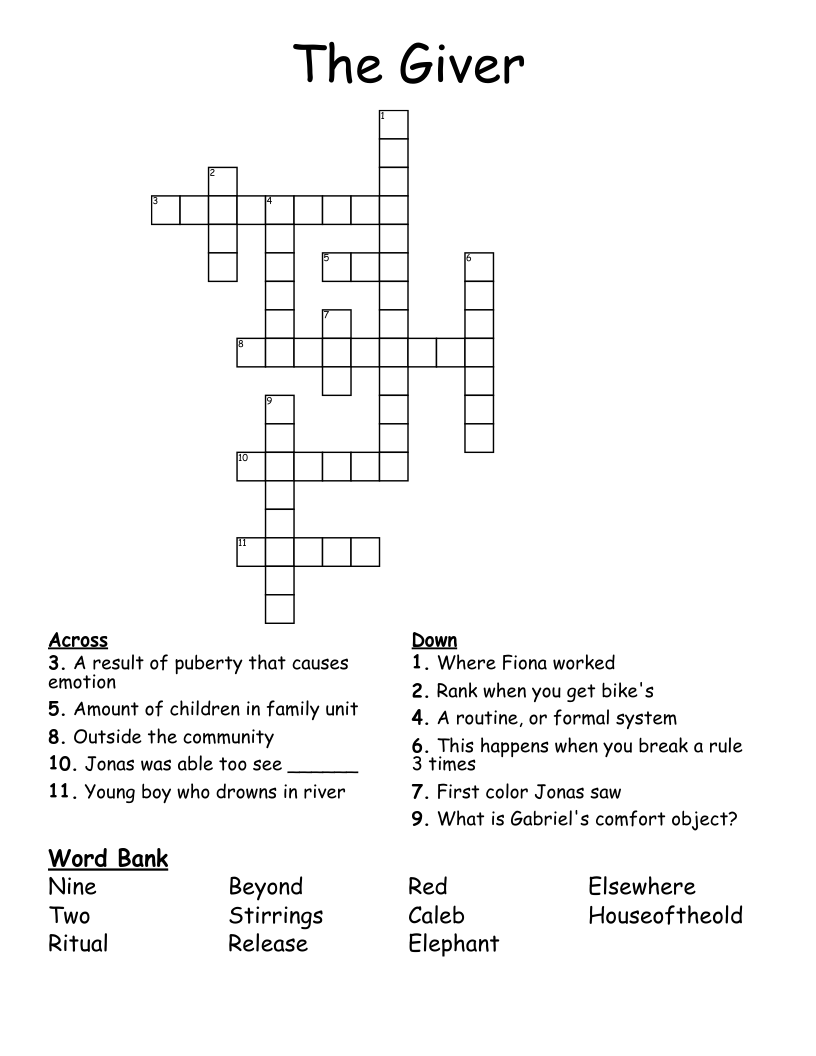The Giver Crossword