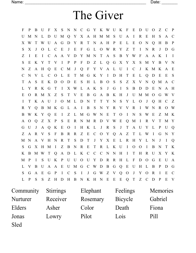 The Giver Word Search
