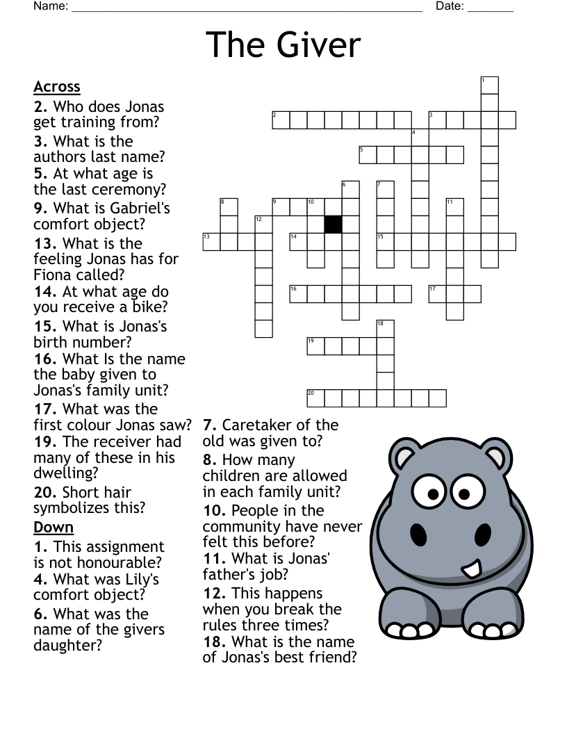 The Giver Crossword