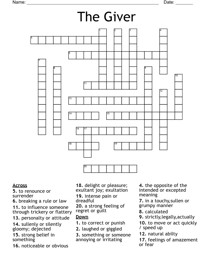 The Giver Crossword