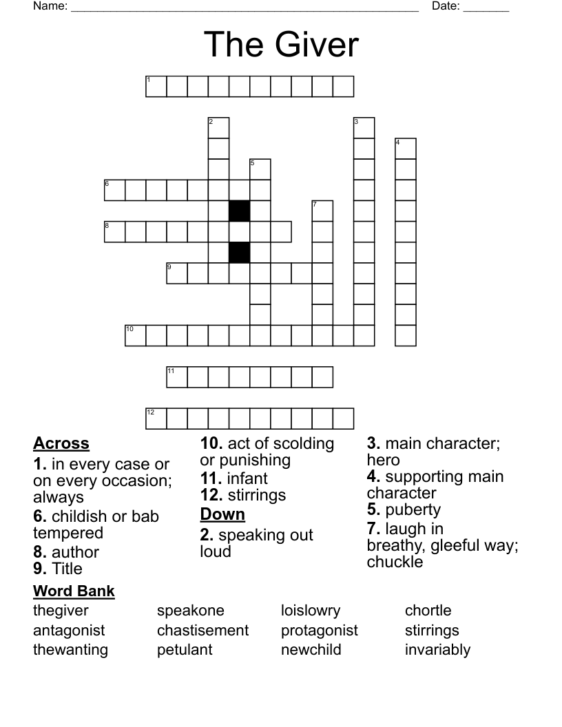 The Giver Crossword