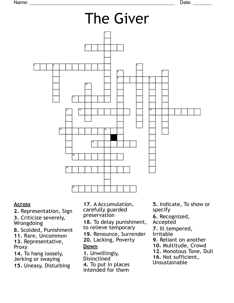 The Giver Crossword