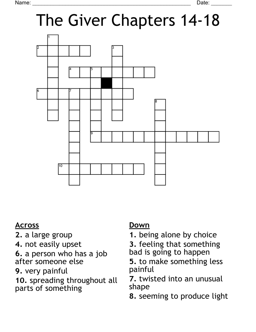 The Giver Chapters 14-18 Crossword